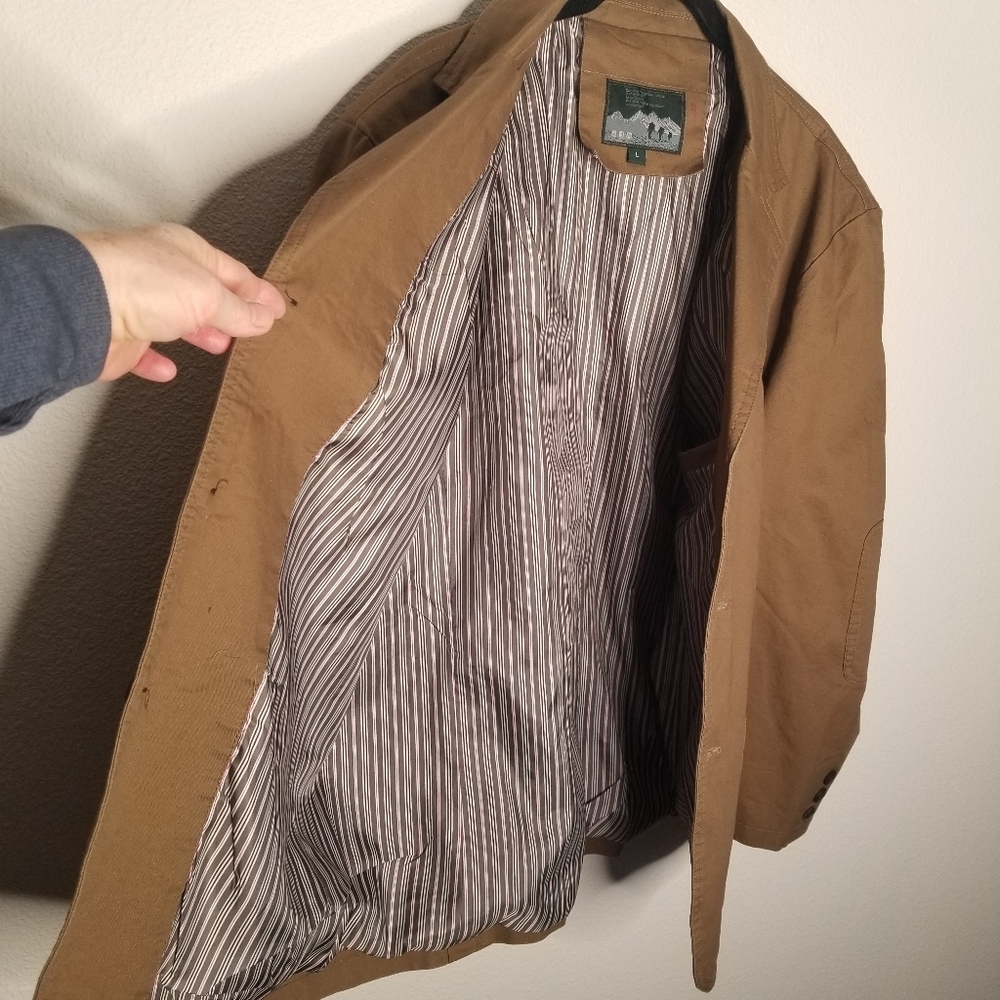 Jeep Outfitters 100% cotton Weather Repellent tan Jacket blazer L - Picture 8 of 9